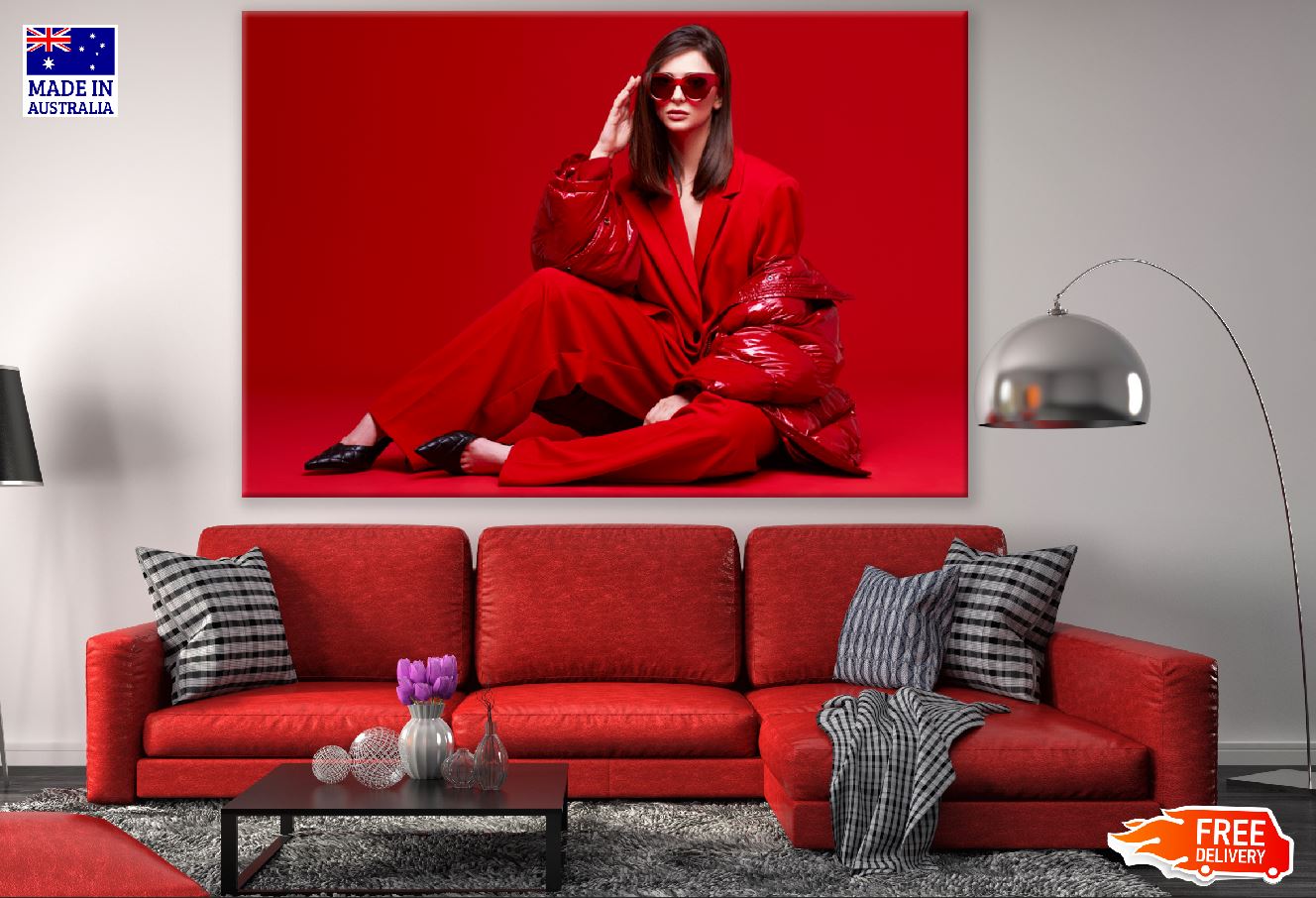 Fashion Model in Red Suit Photograph Print 100% Australian Made