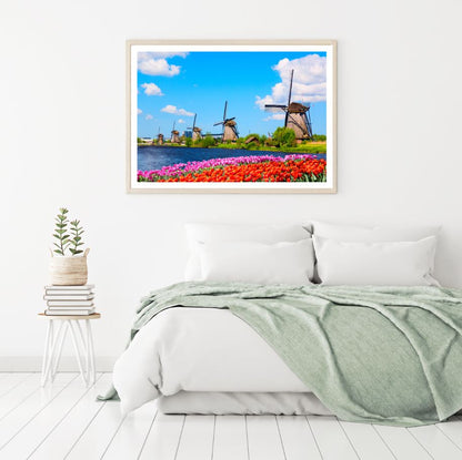 Flower Field & Windmills Scenery Home Decor Premium Quality Poster Print Choose Your Sizes