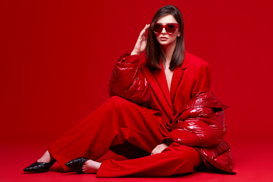 Fashion Model in Red Suit Photograph Print 100% Australian Made