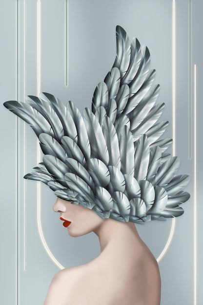 Woman with Wings Headdress 3d Illustration Print 100% Australian Made