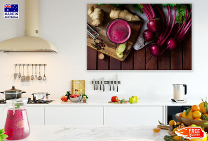 Beetroot With Beetroot Juice Glass Closeup Photograph Print 100% Australian Made