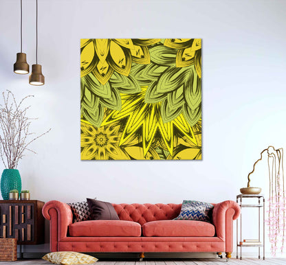 Square Canvas Yellow Leaves Digital Vector Design High Quality Print 100% Australian Made