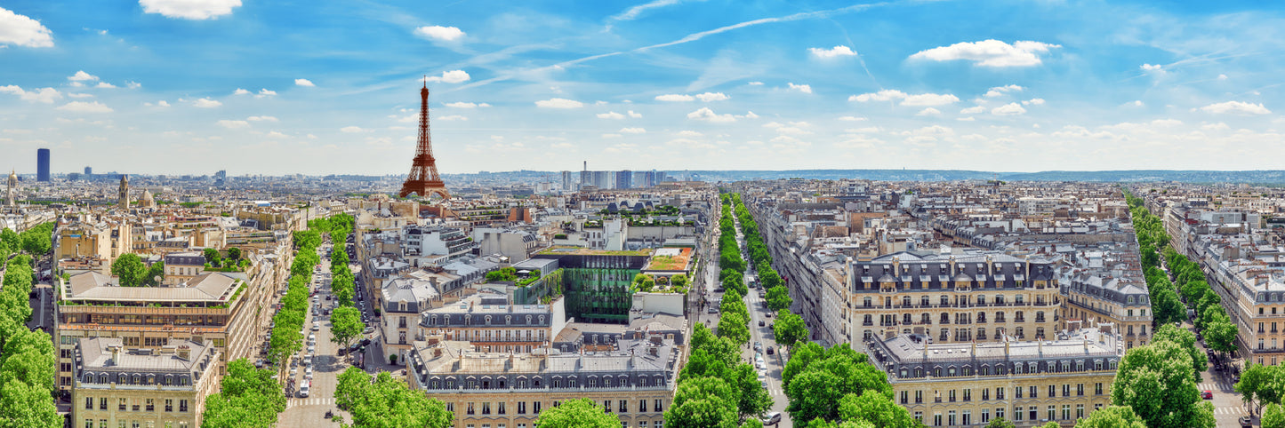 Panoramic Canvas Eiffel Tower & City View Photograph High Quality 100% Australian Made Wall Canvas Print Ready to Hang