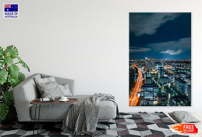 Night Road Skyline View Photograph Japan Print 100% Australian Made