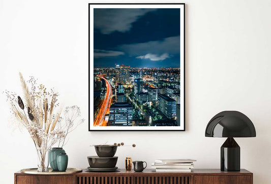 Night Road Skyline View Photograph Japan Home Decor Premium Quality Poster Print Choose Your Sizes