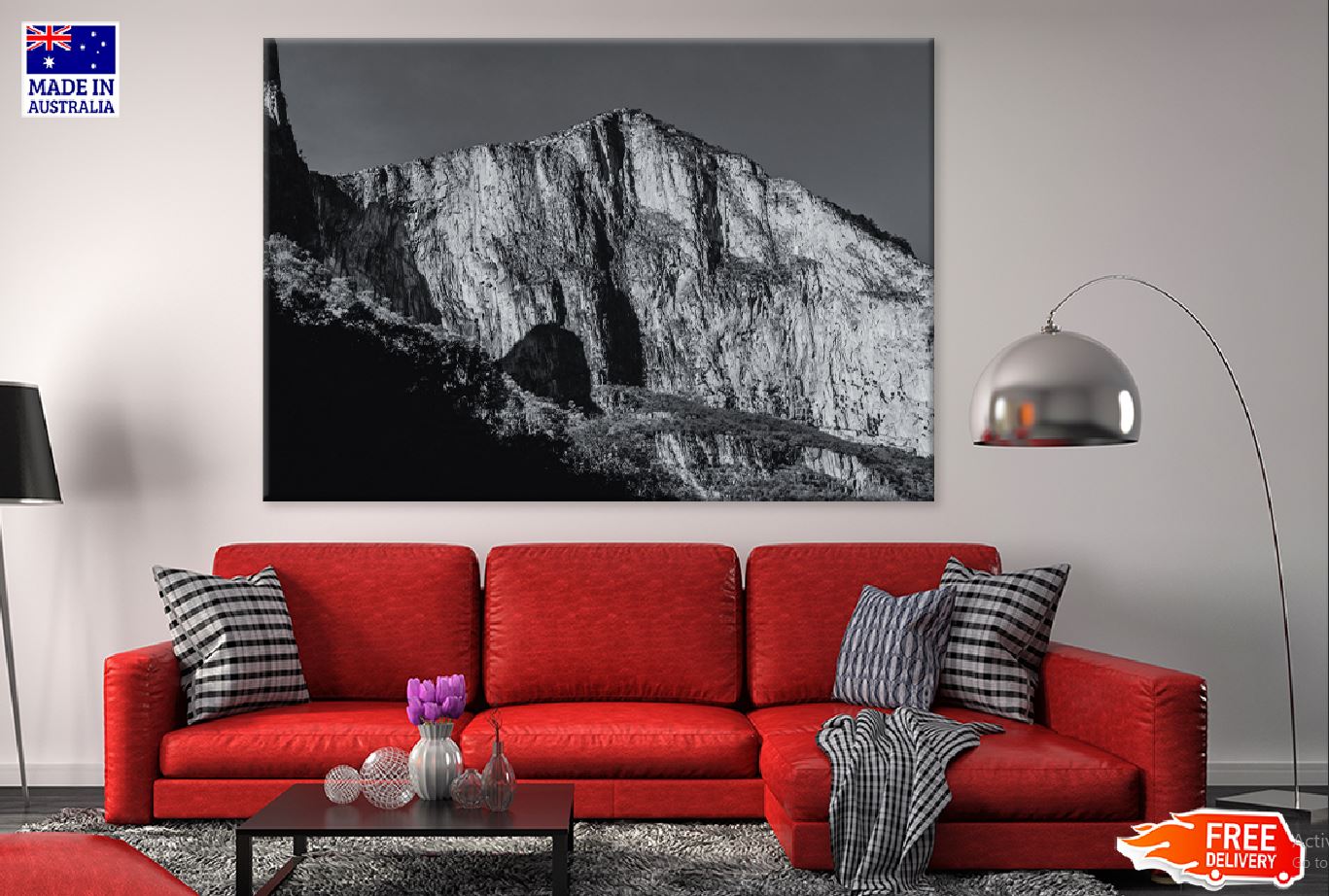 Mountain Hill B&W View Photograph Print 100% Australian Made