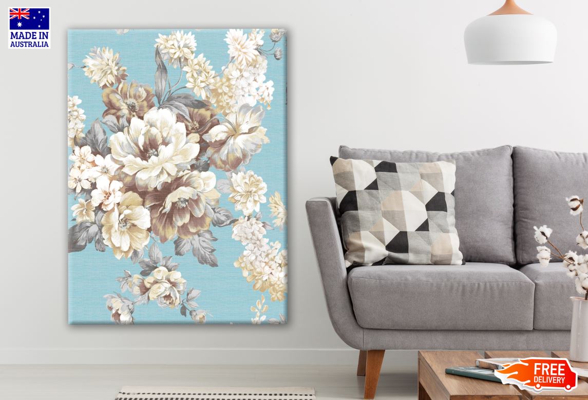 Gold Brown Floral Design Print 100% Australian Made