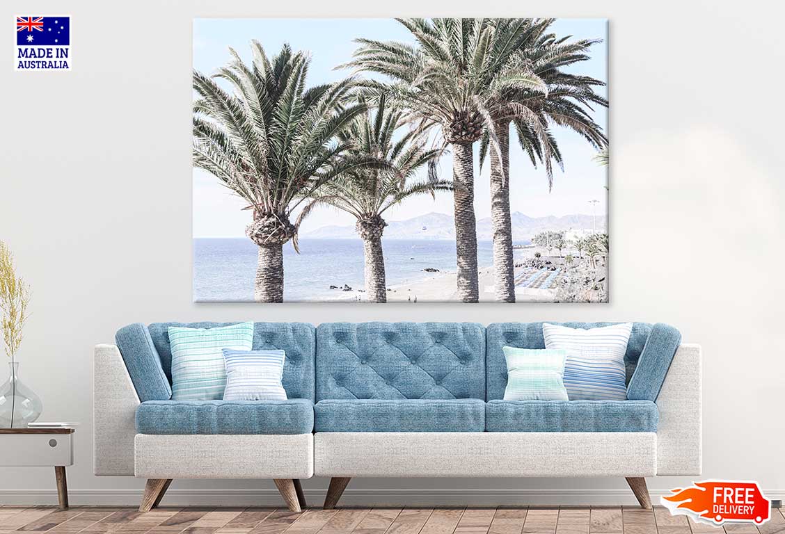 Palm Trees at Sea Shore Photograph Print 100% Australian Made