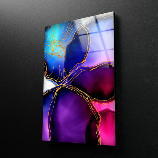 Blue Purple & Pink Abstract Design Acrylic Glass Print Tempered Glass Wall Art 100% Made in Australia Ready to Hang