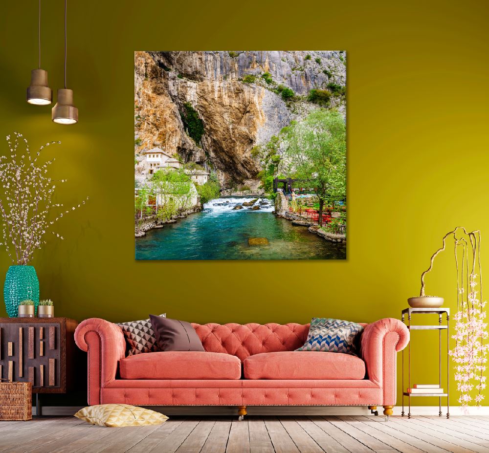 Square Canvas Dervish Monastery Buna River Photograph High Quality Print 100% Australian Made