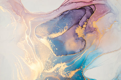 Blue Pink & Gold Fluid Abstract Design Print 100% Australian Made