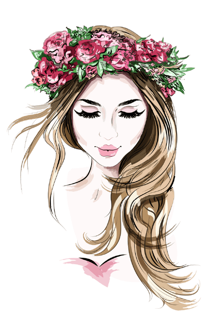 Fashion Woman With Rose Headdress Illustration Print 100% Australian Made