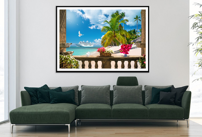 Beach View From Belcony Photograph Home Decor Premium Quality Poster Print Choose Your Sizes