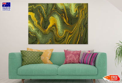 Dark Green Gold Abstract Acrylic Design Print 100% Australian Made