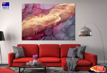 Pink Grey Gold Abstract Painting Art Print 100% Australian Made