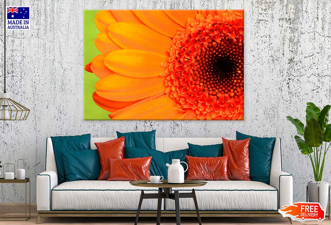 Orange Gerbera Closeup Macro View Photograph Print 100% Australian Made