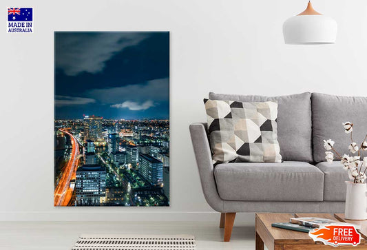 Night Road Skyline View Photograph Japan Print 100% Australian Made