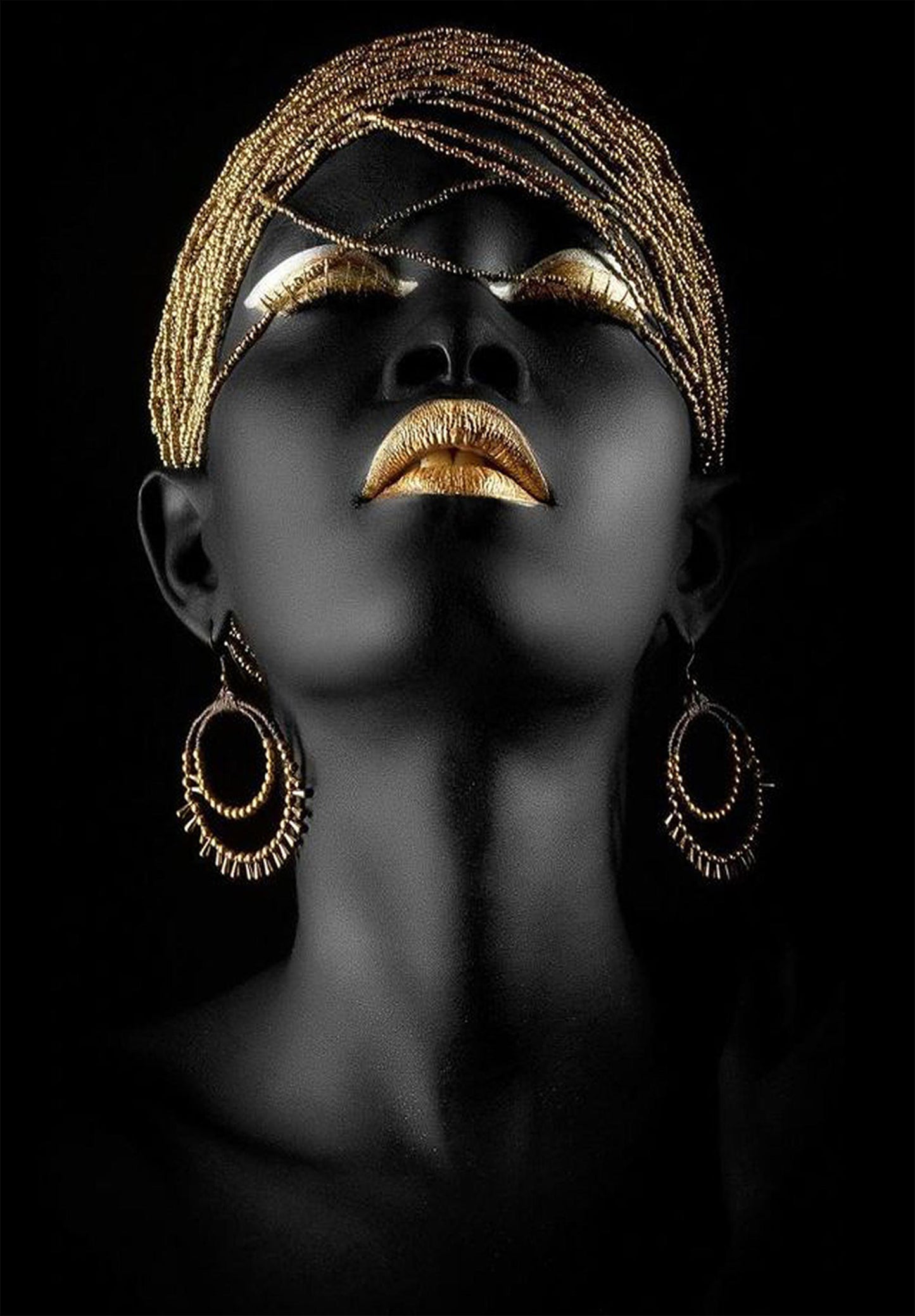 Golden Mackup With Women Face Photograph Print 100% Australian Made
