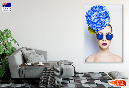 Fashion Portrait of Young Lady with Blue Hydrangea Print 100% Australian Made