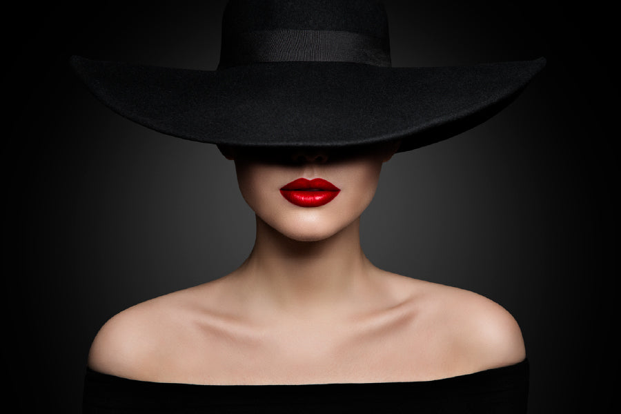 Woman Hat Lips & Shoulder View Photograph Print 100% Australian Made