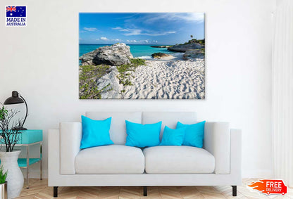 Rocks on Caribbean Beach with White Sand Photograph Print 100% ...