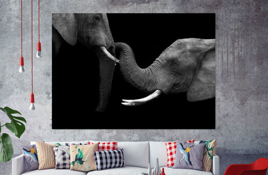 Black and white Elephants Stunning Print 100% Australian Made