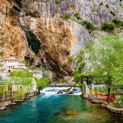 Square Canvas Dervish Monastery Buna River Photograph High Quality Print 100% Australian Made