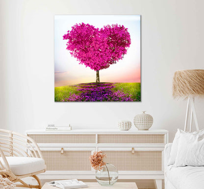 Square Canvas Red Heart Shape Tree of Love High Quality Print 100% Australian Made