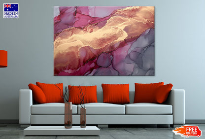 Pink Grey Gold Abstract Painting Art Print 100% Australian Made