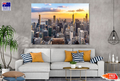 Chicago Skylines Sunset View Photograph Print 100% Australian Made