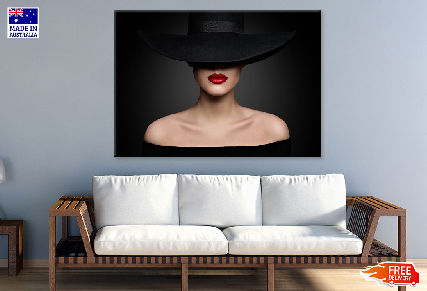 Woman Hat Lips & Shoulder View Photograph Print 100% Australian Made