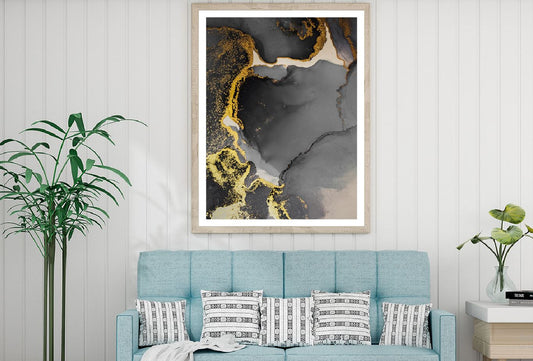 Black & Dark Gold Splash Abstract Design Home Decor Premium Quality Poster Print Choose Your Sizes