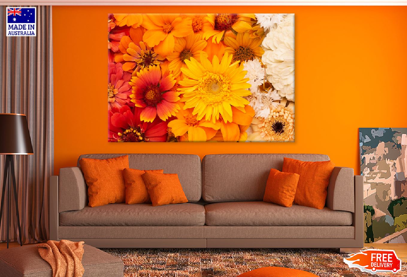 Yellow & Orange Daisy Flowers View Photograph Print 100% Australian Made