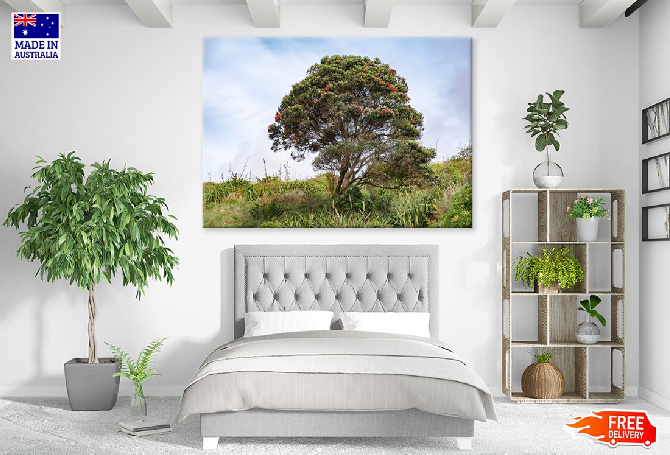 Blooming Pohutukawa Tree View Photograph Print 100% Australian Made