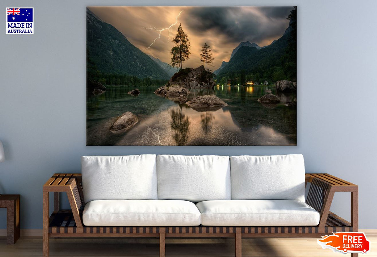 Lighting on Hintersee Lake Photograph, Germany Print 100% Australian Made