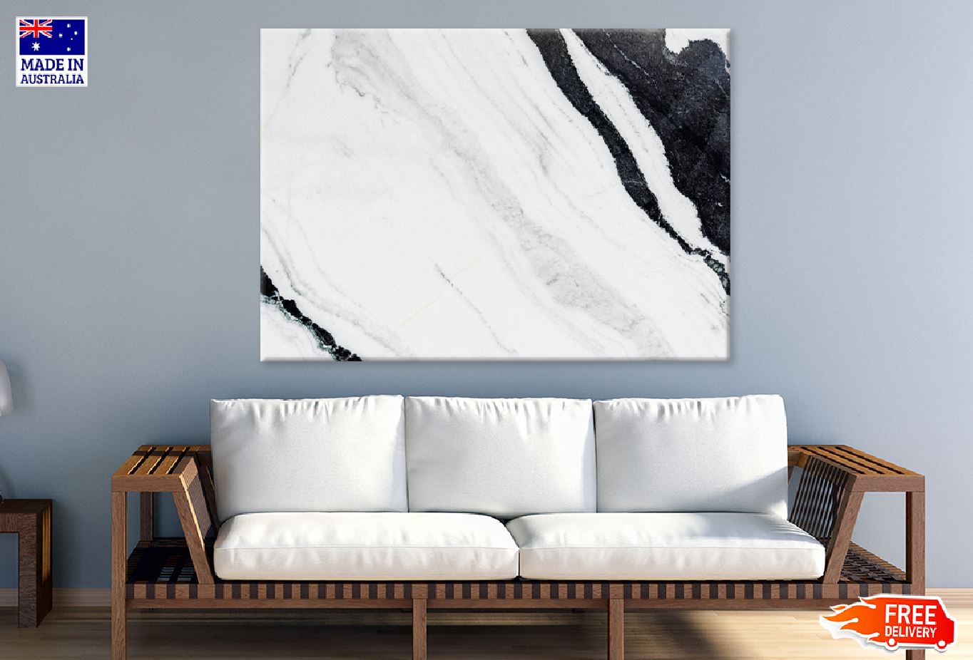 Closeup B&W Marble Abstract Design Print 100% Australian Made