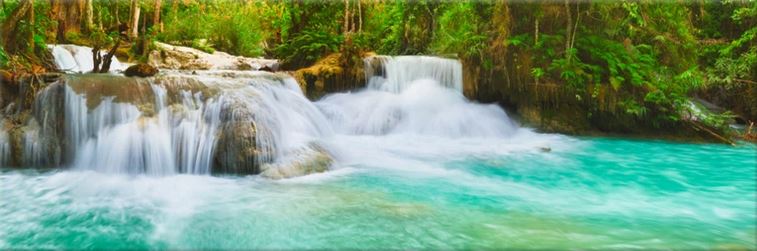 Panoramic Canvas Stunning Waterfall High Quality 100% Australian made wall Canvas Print ready to hang