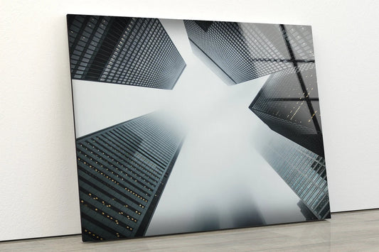 Buildings Misty Beneath View Photograph Acrylic Glass Print Tempered Glass Wall Art 100% Made in Australia Ready to Hang