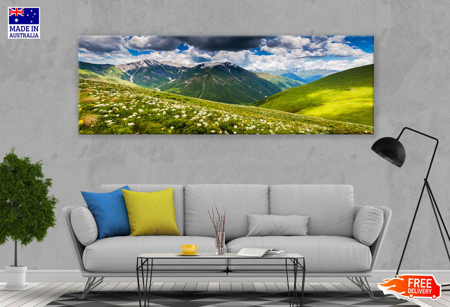 Panoramic Canvas Alpine Meadows View Photograph High Quality 100% Australian Made Wall Canvas Print Ready to Hang