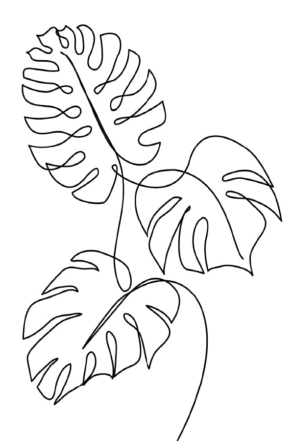 Leaves B&W Line Art Design Print 100% Australian Made