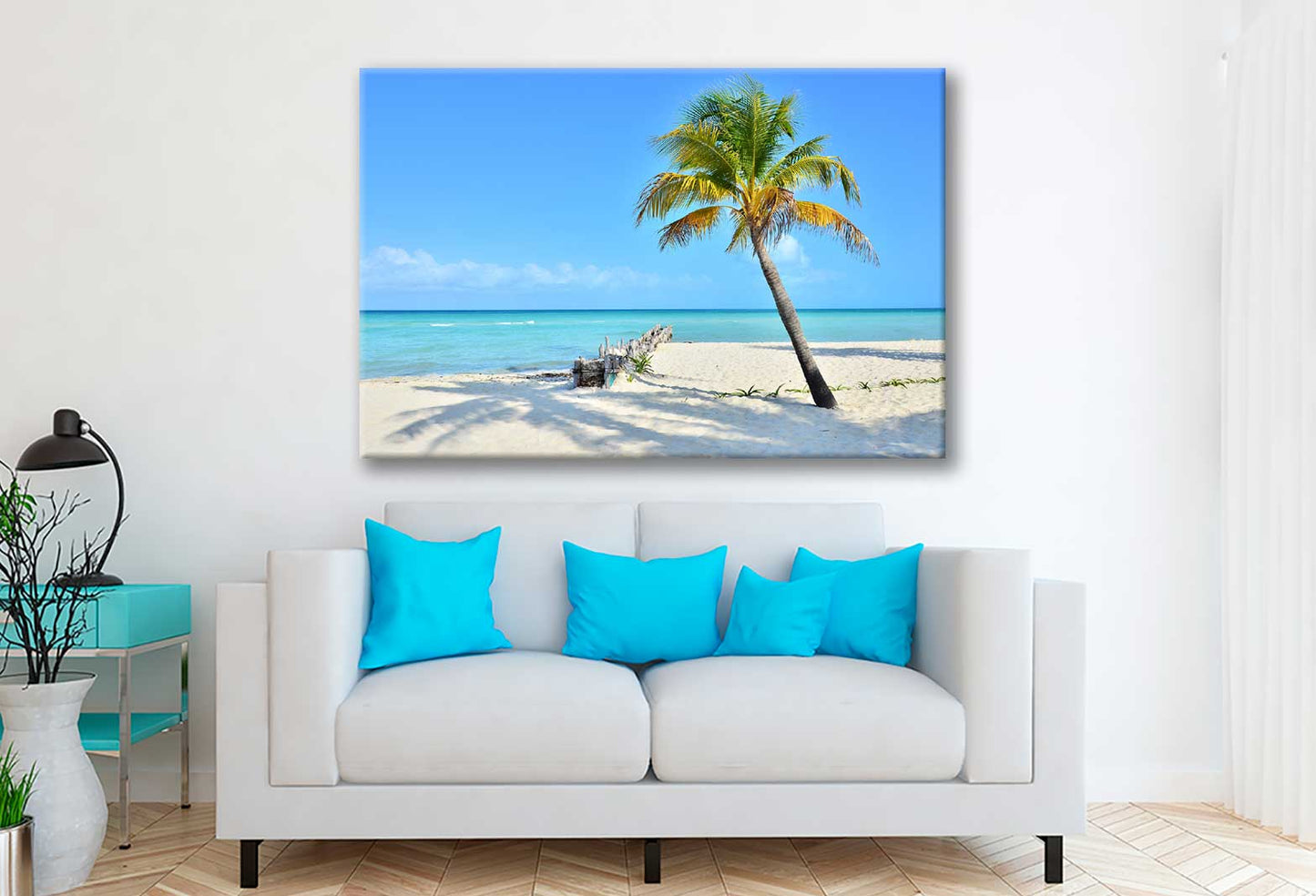 Bella Home Coconut Palm Tree On Beach Print Canvas Ready to hang