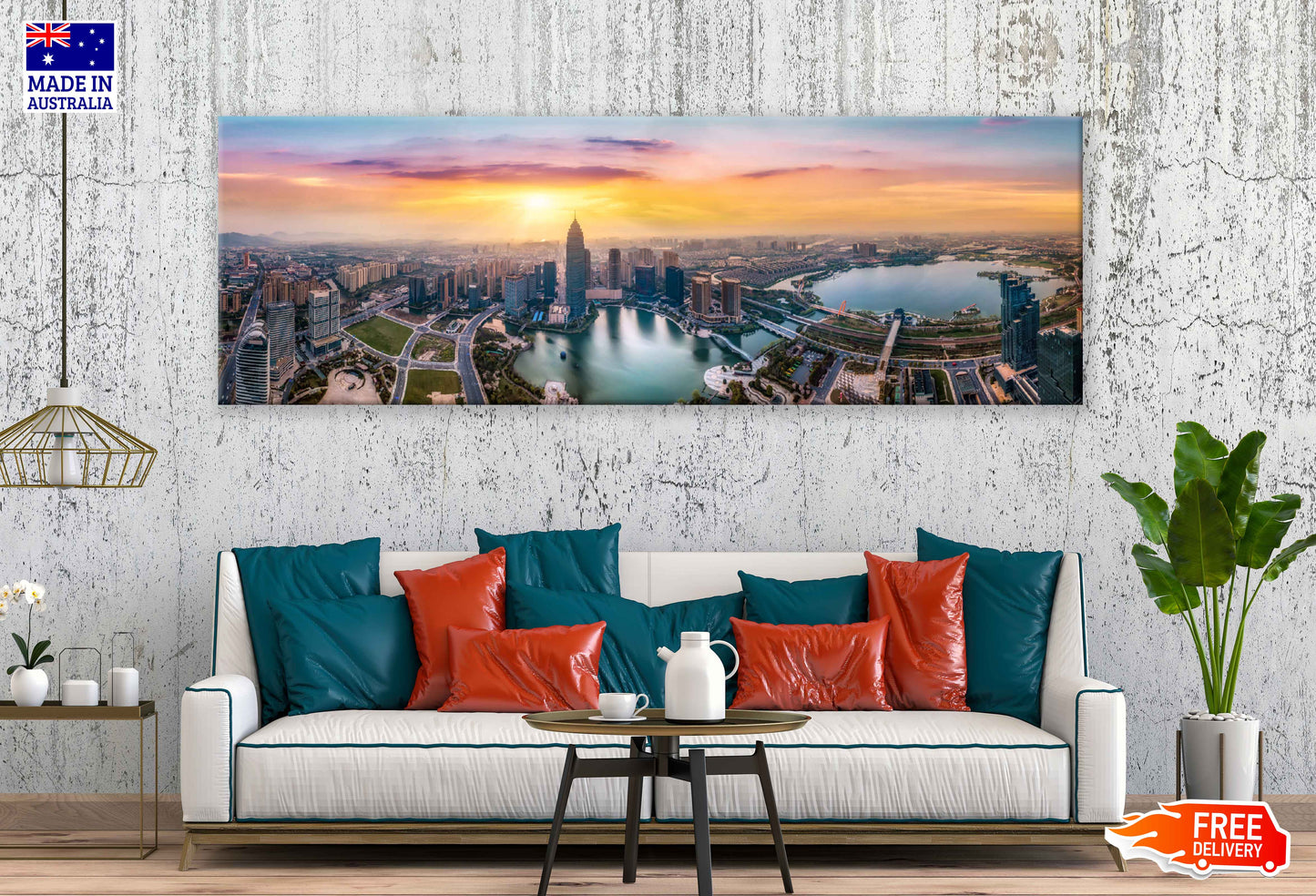 Panoramic Canvas Seoul City Sunset View Photograph High Quality 100% Australian Made Wall Canvas Print Ready to Hang