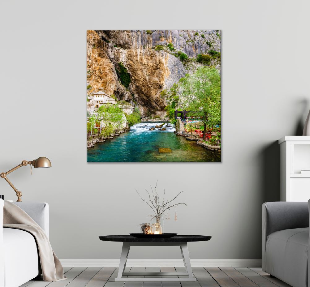 Square Canvas Dervish Monastery Buna River Photograph High Quality Print 100% Australian Made