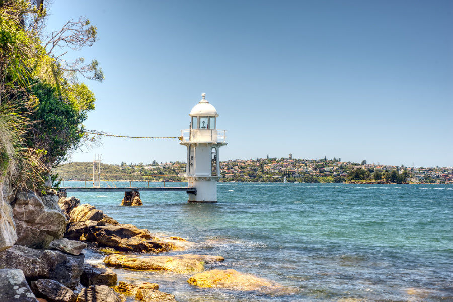 Light House on Sea & City View Photograph Print 100% Australian Made