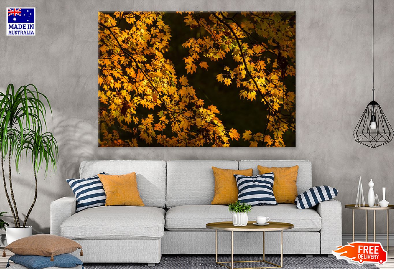 Yellow Autumn Tree Branch View Photograph Print 100% Australian Made