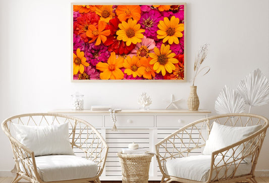 Orange Red & Pink Flowers View Photograph Home Decor Premium Quality Poster Print Choose Your Sizes