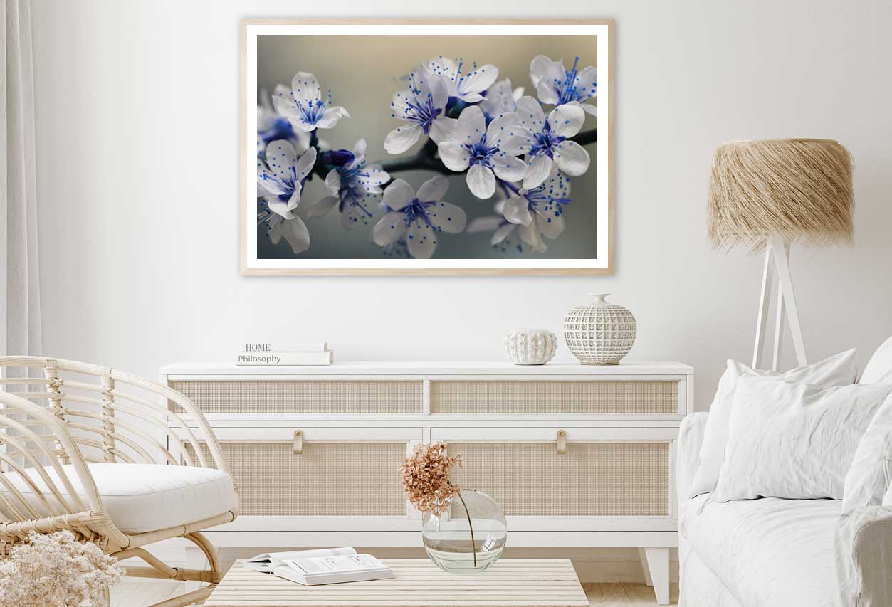 Little Blue White Flowers View Photograph Home Decor Premium Quality Poster Print Choose Your Sizes