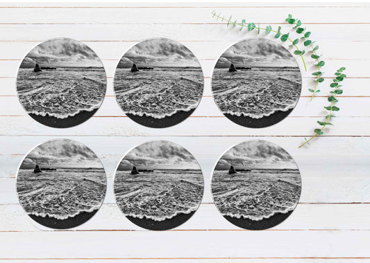 Stormy Day on Meditarrenaen Coast Coasters Wood & Rubber - Set of 6 Coasters