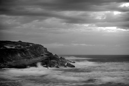 Sea Wave on Rock B&W Scenery View Photograph Print 100% Australian Made