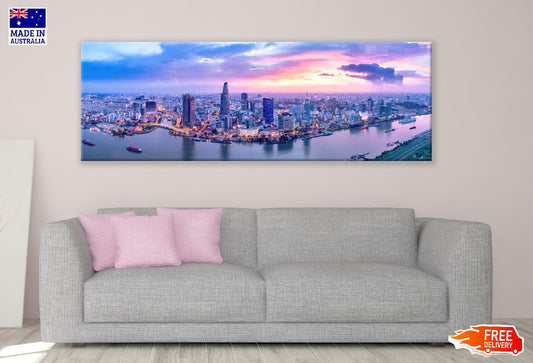 Panoramic Canvas Ho Chi Minh City View Vietnam High Quality 100% Australian Made Wall Canvas Print Ready to Hang